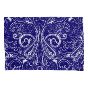 Paisley monochrome: blau, weiß Eleganz. Kissenbezug