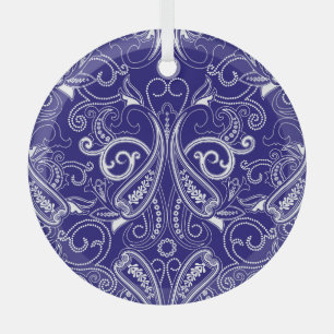 Paisley monochrome: blau, weiß Eleganz. Ornament Aus Glas