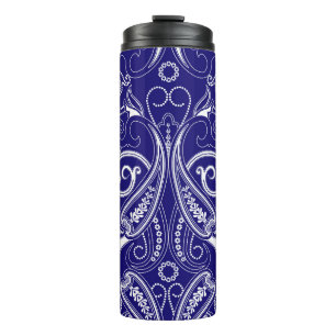 Paisley monochrome: blau, weiß Eleganz. Thermosbecher