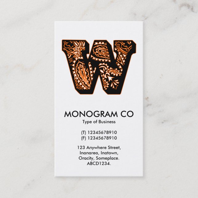 Paisley Monogram - W Visitenkarte (Vorderseite)