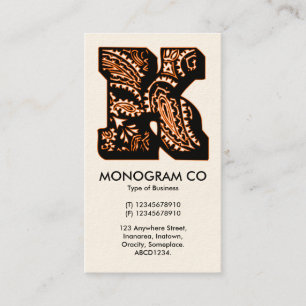 Paisley-Monogramm - K Visitenkarte