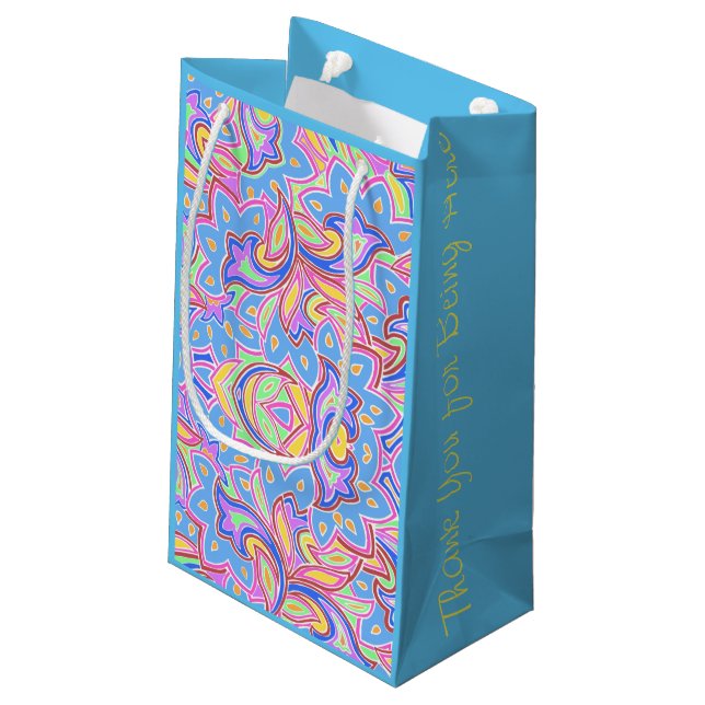Paisley Multi Personalisiert Kleine Geschenktüte (Rückseite Schrägansicht)