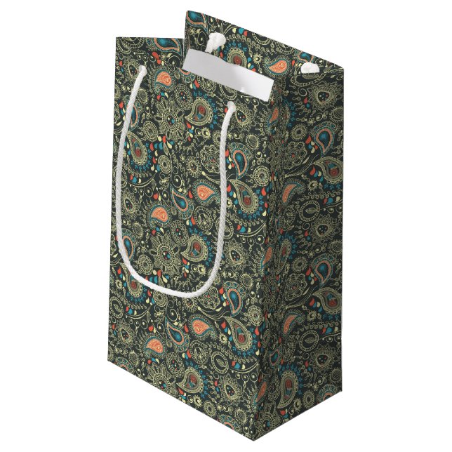Paisley-Muster 3 Kleine Geschenktüte (Rückseite Schrägansicht)
