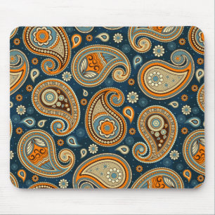 Paisley-Muster blau türkis orange elegant Mousepad