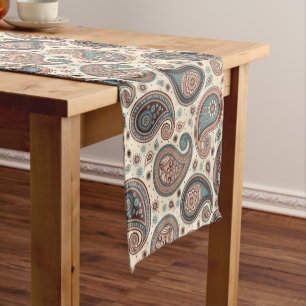 Paisley-Muster braun aquamarin beige elegant Kurzer Tischläufer