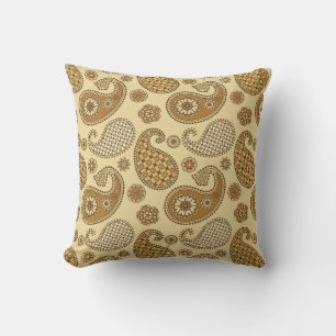 Paisley-Muster, braun, braun, beige Kissen Für Draußen
