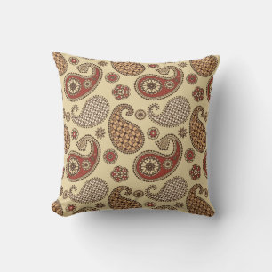 Paisley-Muster, braun, braun, beige Kissen Für Draußen