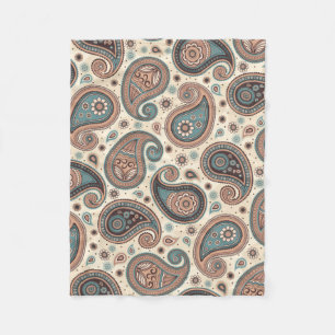 Paisley-Muster braun Türkis beige elegant Fleecedecke