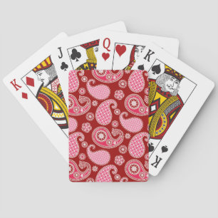 Paisley-Muster, Dunkelrot, Rosa und Weiß Spielkarten