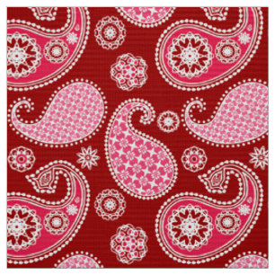 Paisley-Muster, Dunkelrot, Rosa und Weiß Stoff