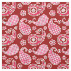 Paisley-Muster, Dunkelrot, Rosa und Weiß Stoff