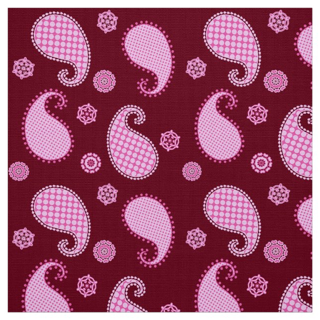 Paisley-Muster, Eispink und Bordeaux Stoff (Muster)
