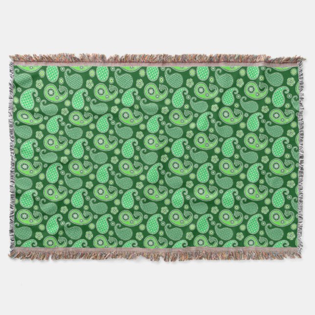 Paisley-Muster, Emerald und Jade Green Decke (Vorderseite)