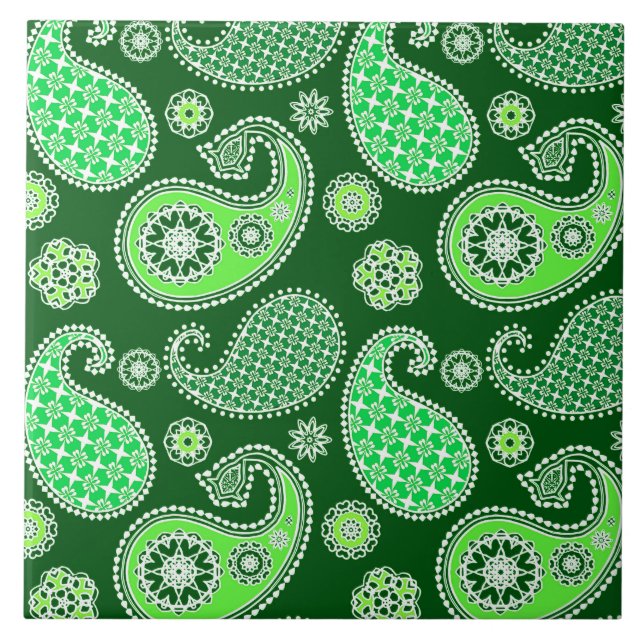 Paisley-Muster, Emerald und Jade Green Fliese (Vorderseite)
