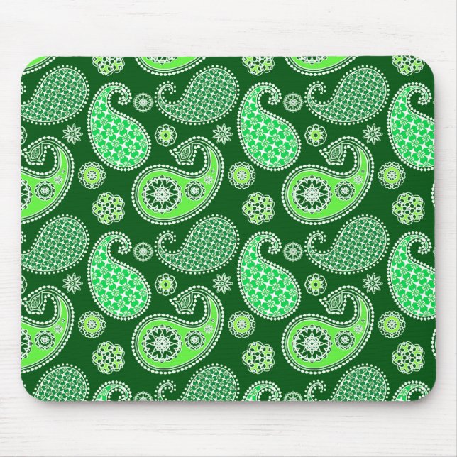 Paisley-Muster, Emerald und Jade Green Mousepad (Vorne)