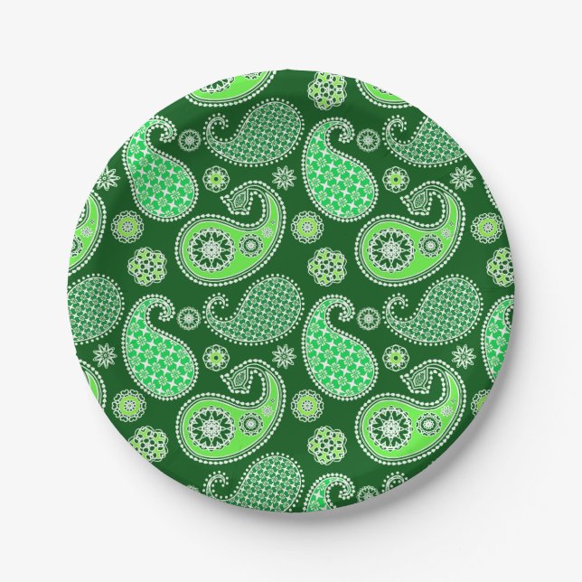 Paisley-Muster, Emerald und Jade Green Pappteller (Vorderseite)