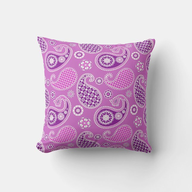 Paisley-Muster, Flieder und Amethyst Lila Kissen (Vorderseite)