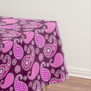 Paisley-Muster, Fuchsienrosa, lila und weiß Tischdecke