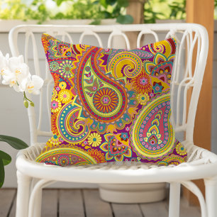 Paisley-Muster Gelb Lila Rot Orange Kissen