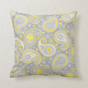 Paisley-Muster gelb und grau elegant Kissen