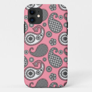 Paisley-Muster, grau auf Rosa Case-Mate iPhone Hülle
