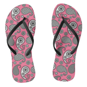 Paisley-Muster, grau auf Rosa Flip Flops