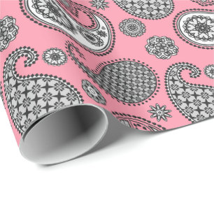 Paisley-Muster, grau auf Rosa Geschenkpapier
