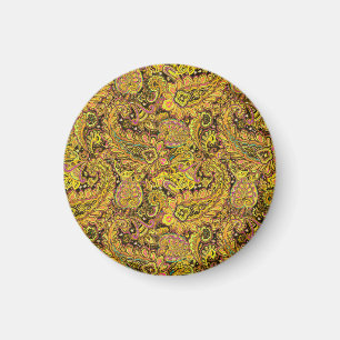 Paisley-Muster in Gelb, Braun auf schwarzem Hinter Magnet
