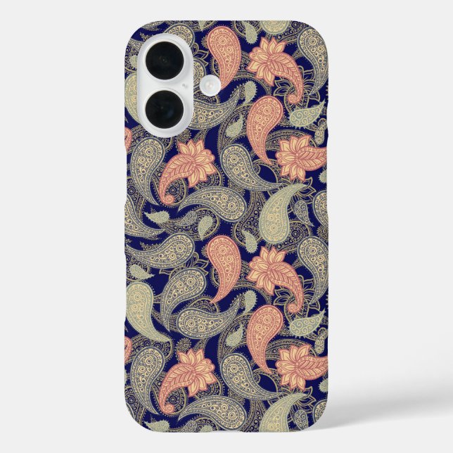 Paisley-Muster  iPhone 16 Hülle (Rückseite)