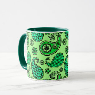 Paisley-Muster, Jade- und Minzgrün Tasse