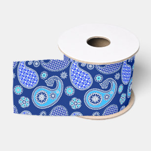 Paisley-Muster, Kobalt blau und weiß Ripsband