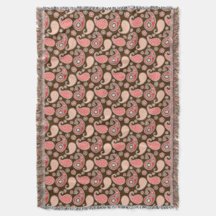 Paisley-Muster, Korallen und Schokoladenbraun Decke