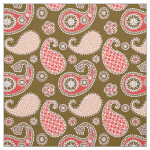 Paisley-Muster, Korallen und Schokoladenbraun Stoff