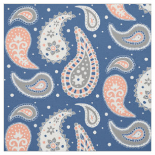 Paisley-Muster-korallenrotes Marine-blaues Grau Stoff