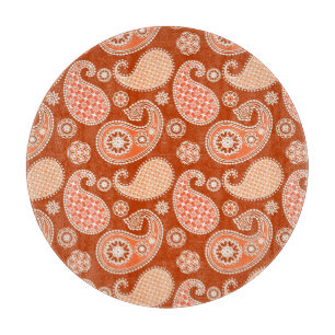 Paisley-Muster, Mandarin Orange und Weiß Schneidebrett