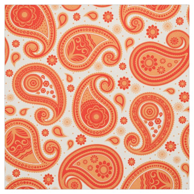Paisley Muster orange und rot Stoff (Muster)