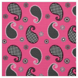 Paisley-Muster, pinkfarbenes Rosa, Schwarzweiss Stoff