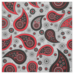 Paisley Muster rot schwarz und grau elegant Stoff