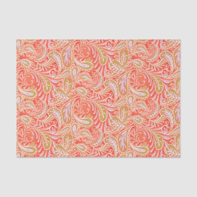 Paisley-Muster rot und grün Seidenpapier (Vorderseite)