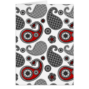 Paisley-Muster, Schwarz, Weiß und Rot