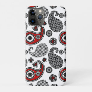 Paisley-Muster, Schwarz, Weiß und Rot Case-Mate iPhone Hülle