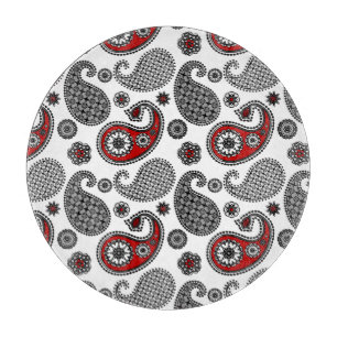 Paisley-Muster, Schwarz, Weiß und Rot Schneidebrett