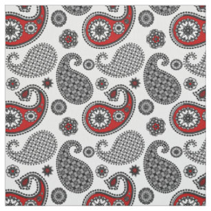 Paisley-Muster, Schwarz, Weiß und Rot Stoff