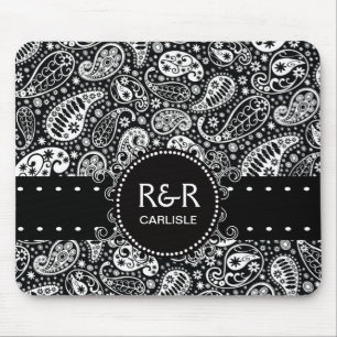 Paisley-Muster-Schwarzweiss-personalisiertes Mousepad