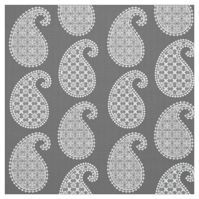 Paisley-Muster, silbergrau / grau und weiß Stoff (Muster)