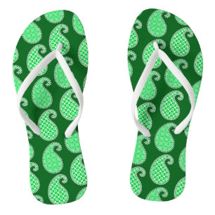 Paisley-Muster, smaragdgrün und weiß Flip Flops
