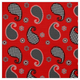 Paisley-Muster, tiefrot, Schwarzweiss Stoff