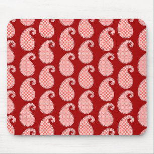 Paisley-Muster, tiefrot und weiß Mousepad