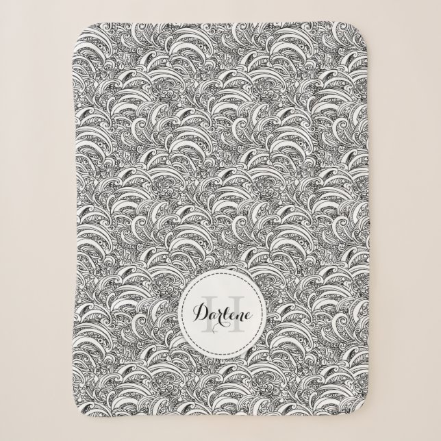 Paisley-Muster Tinte Mono-Namen Sherpa Decke Sherpadecke (Vorderseite)