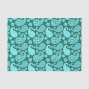 Paisley-Muster, Türkis, Aqua und Weiß Seidenpapier